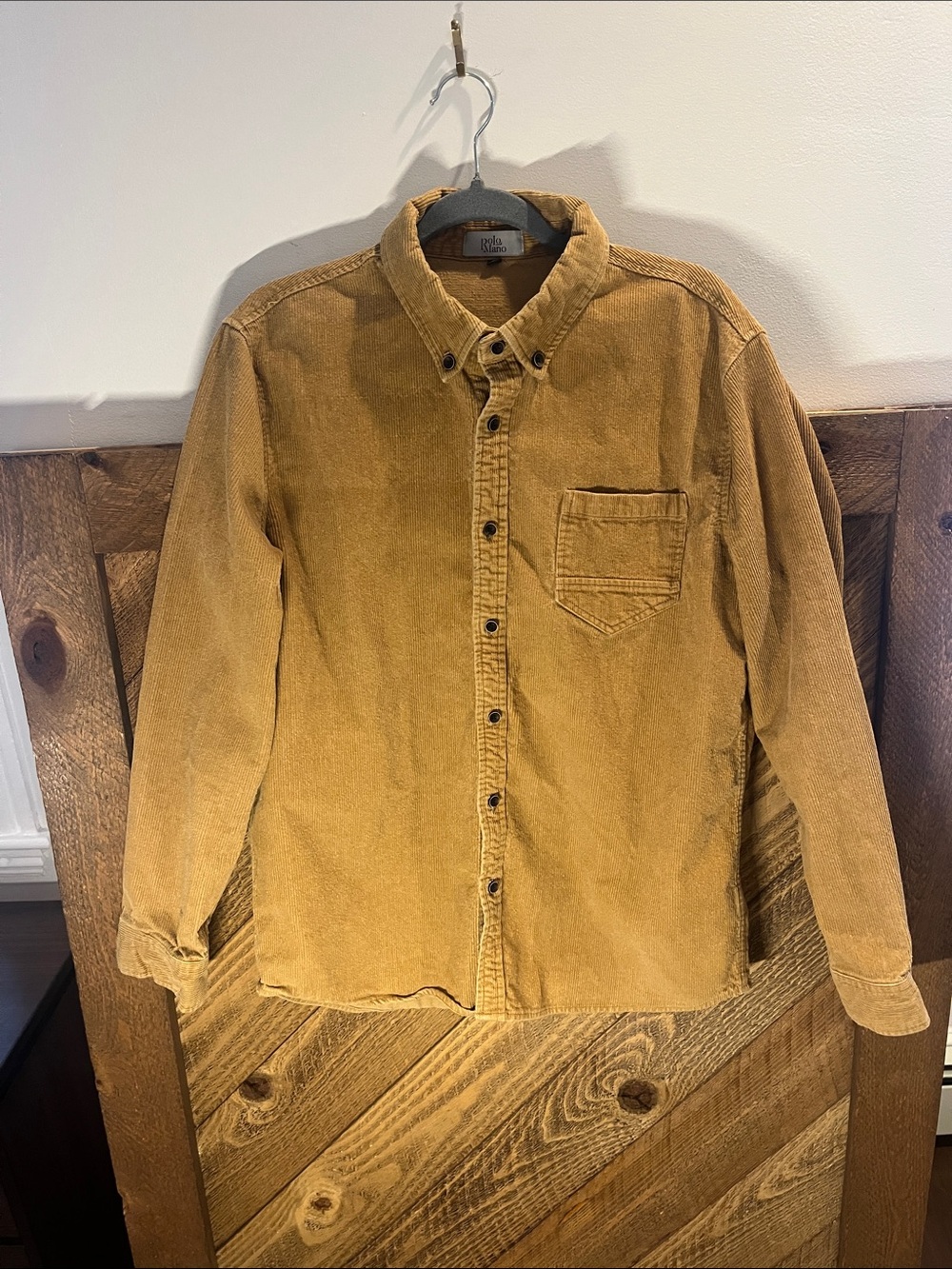 Ribbed Corduroy Button-Down Shirt - Tan